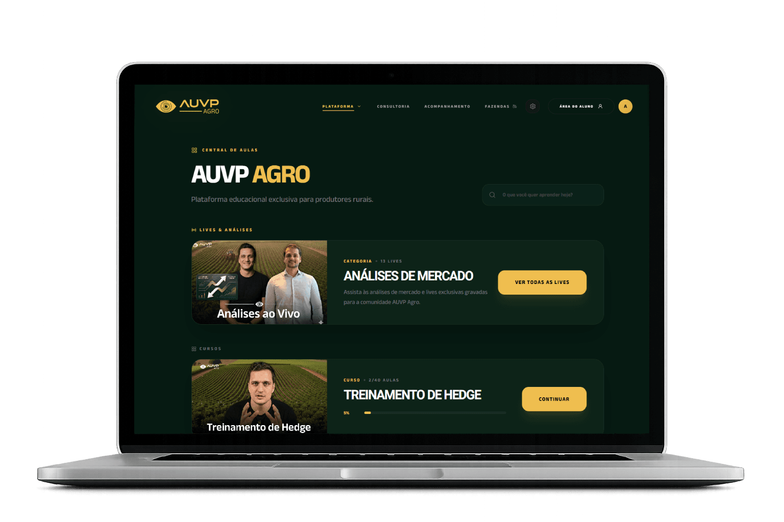 Notebook com a plataforma AUVP Agro